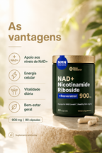 NAD+ com Nicotinamida Ribósido e Resveratrol – 900 mg | 80 Cápsulas
